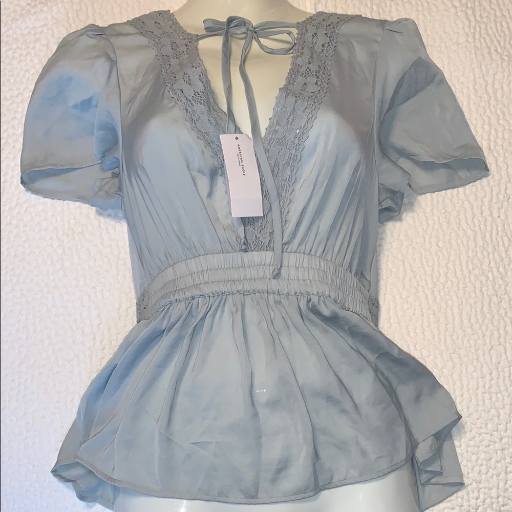 American Eagle Outfitters Blue Blouse with Elegant Design